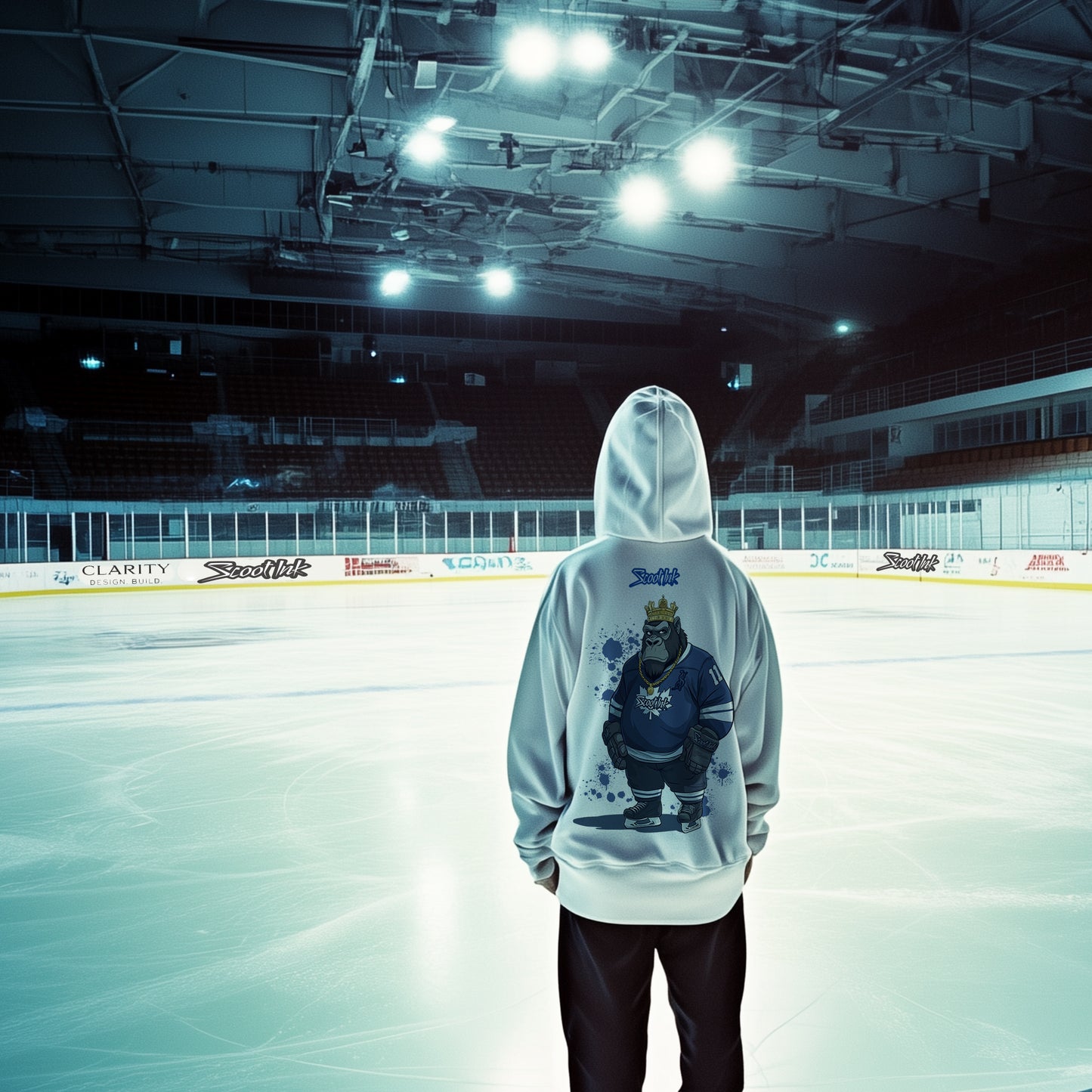 "BLEED BLUE" White Oversized Hoodie