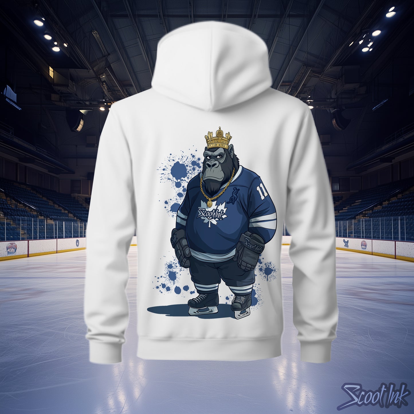 "BLEED BLUE" White Oversized Hoodie