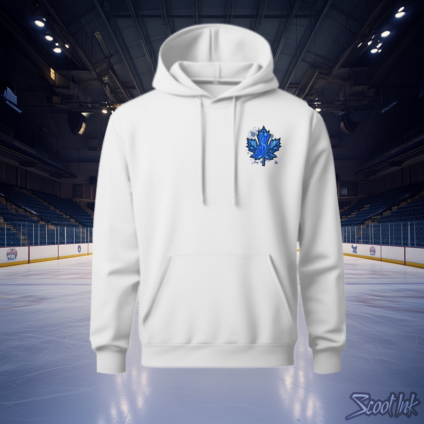 "BLEED BLUE" White Oversized Hoodie